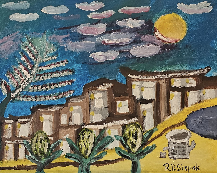Japanese Village, Acrylic, artist: R. P. Siepak, produced: March 2025, as: Available for Acquiry, size: 50x39 cm, price: ₿2000.0