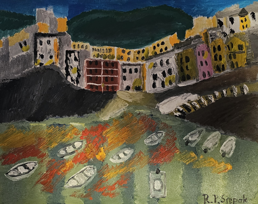 Riomaggiore, Oil, artist: R. P. Siepak, produced: August 2024, acquired by: Maciej, location: Poland, as: Transaction, size: 50x40 cm
