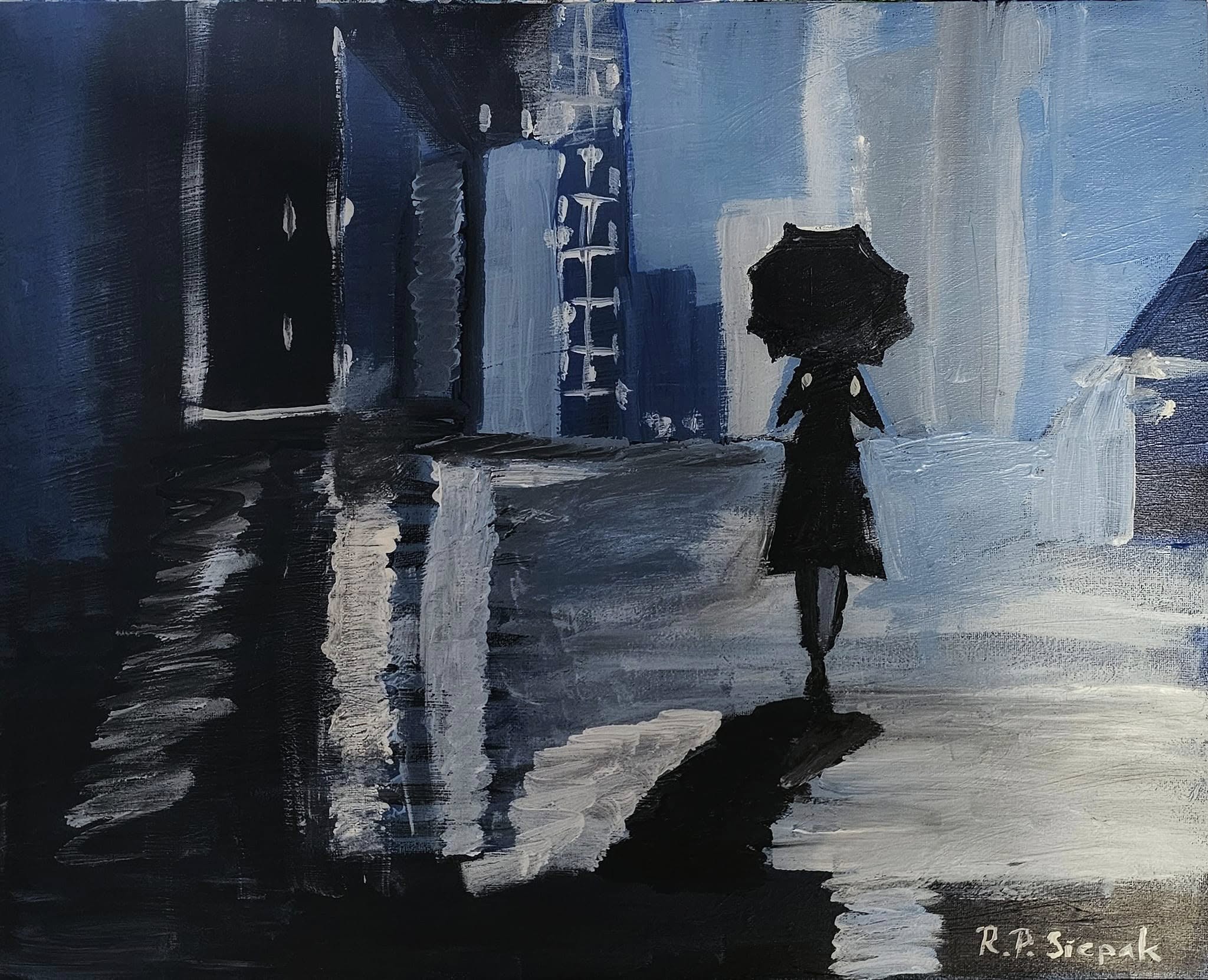 Raining Woman, Acrylic, artist: R. P. Siepak, produced: June 2024, acquired by: Alicja, location: Poland, as: Transaction, size: 50x40 cm, inspired by: Joni Young