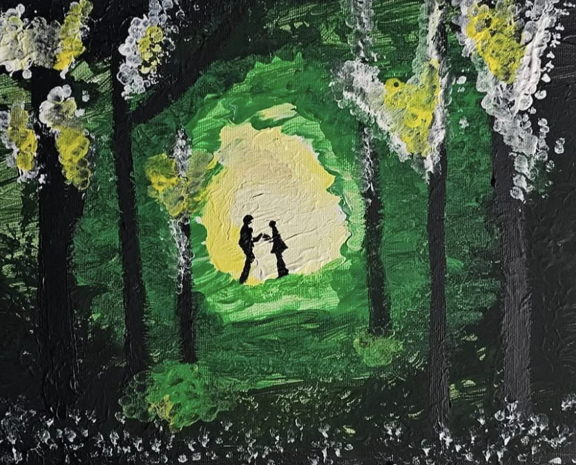 Little Green Forest, Oil, artist: R. P. Siepak, produced: July 2024, acquired by: Krzysztof, location: Poland, as: Exchange of Value, size: 24x18 cm