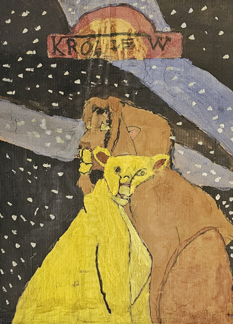 The Lion King, Watercolor, artist: R. P. Siepak, produced: December 1994, acquired by: Anna, location: Poland, as: Gift, size: 58x78 cm, inspired by: Lion King