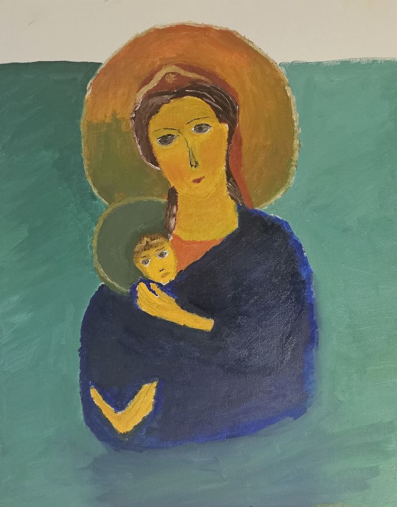 Mother Mary - Icon of Our Lady of Unfailing Hope, Oil, artist: R. P. Siepak, produced: April 2025, acquired by: Mrs. Malgosia, location: Poland, as: Transaction, size: 40x50 cm, inspired by: Mother God